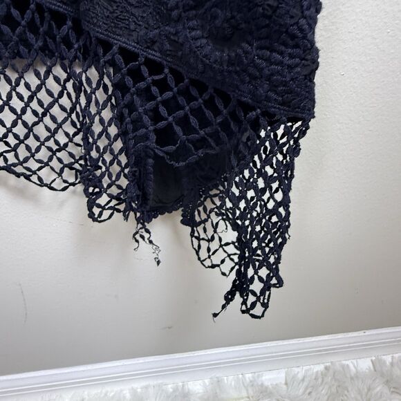 Johnny Was Blouse Top Floral Embroidered Boho Tie Crochet Black Large **READ** - Picture 6 of 6